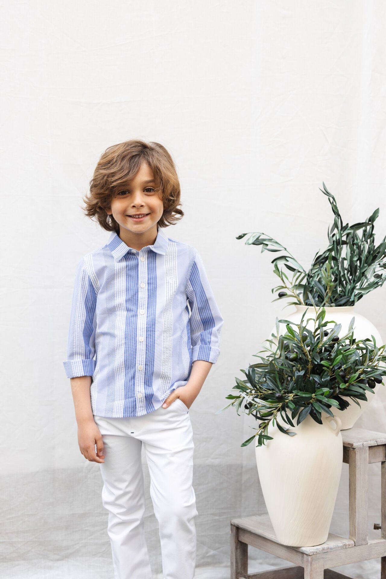 Erkek Çocuk Beyaz Coton Pantalon