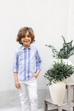 Erkek Çocuk Beyaz Coton Pantalon