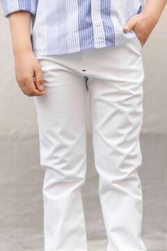 Erkek Çocuk Beyaz Coton Pantalon