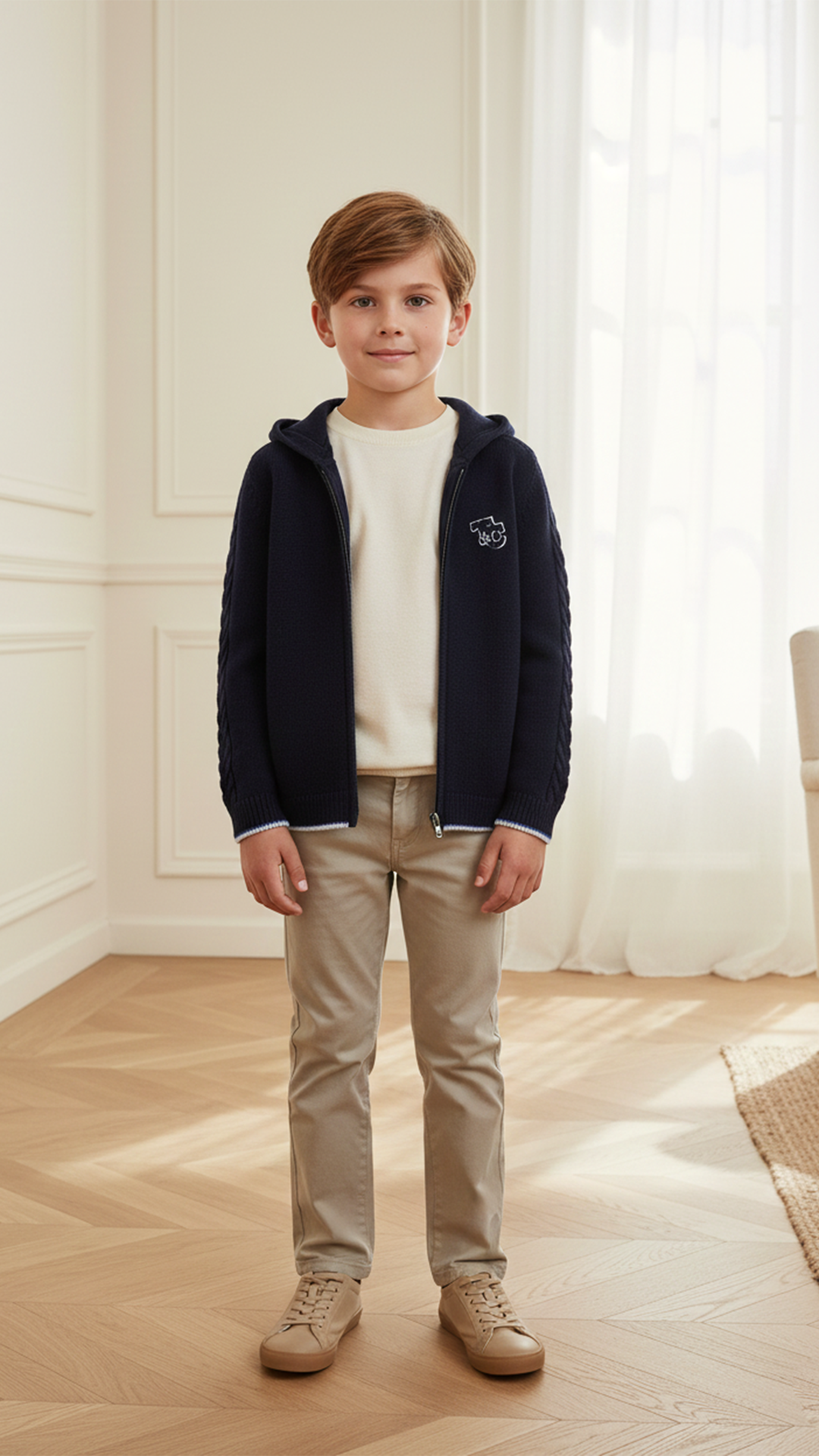 Erkek Çocuk Kapüşonlu Triko Hırka