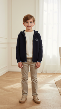 Erkek Çocuk Kapüşonlu Triko Hırka