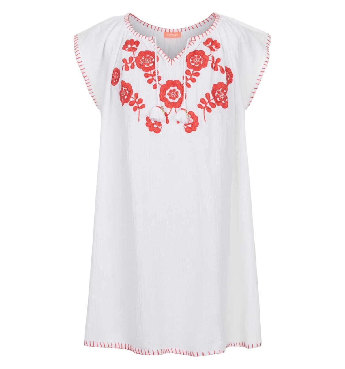 Kız Çocuk İşlemeli Koton Elbise