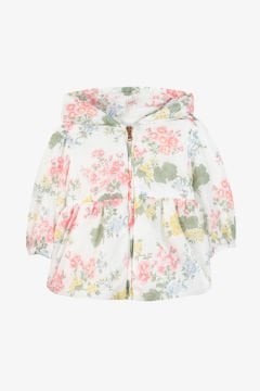 Kız Çocuk Çiçek Desenli İnce Mont