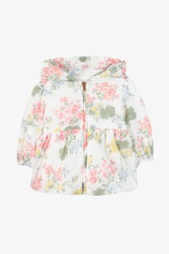 Kız Çocuk Çiçek Desenli İnce Mont