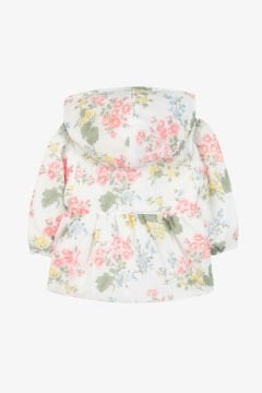 Kız Çocuk Çiçek Desenli İnce Mont