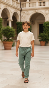 Erkek Çocuk Haki Rahat Coton Pantalon