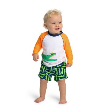 Erkek Bebek UV Korumalı T-Shirt White Crocodile