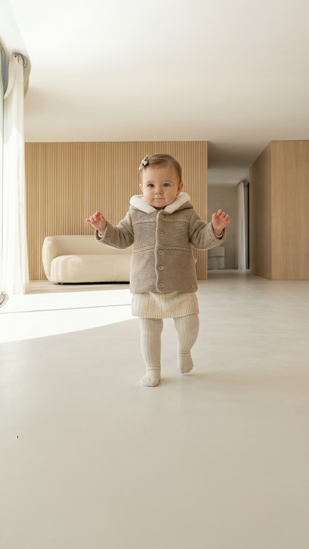 Bebek Muflonlu Triko Manto