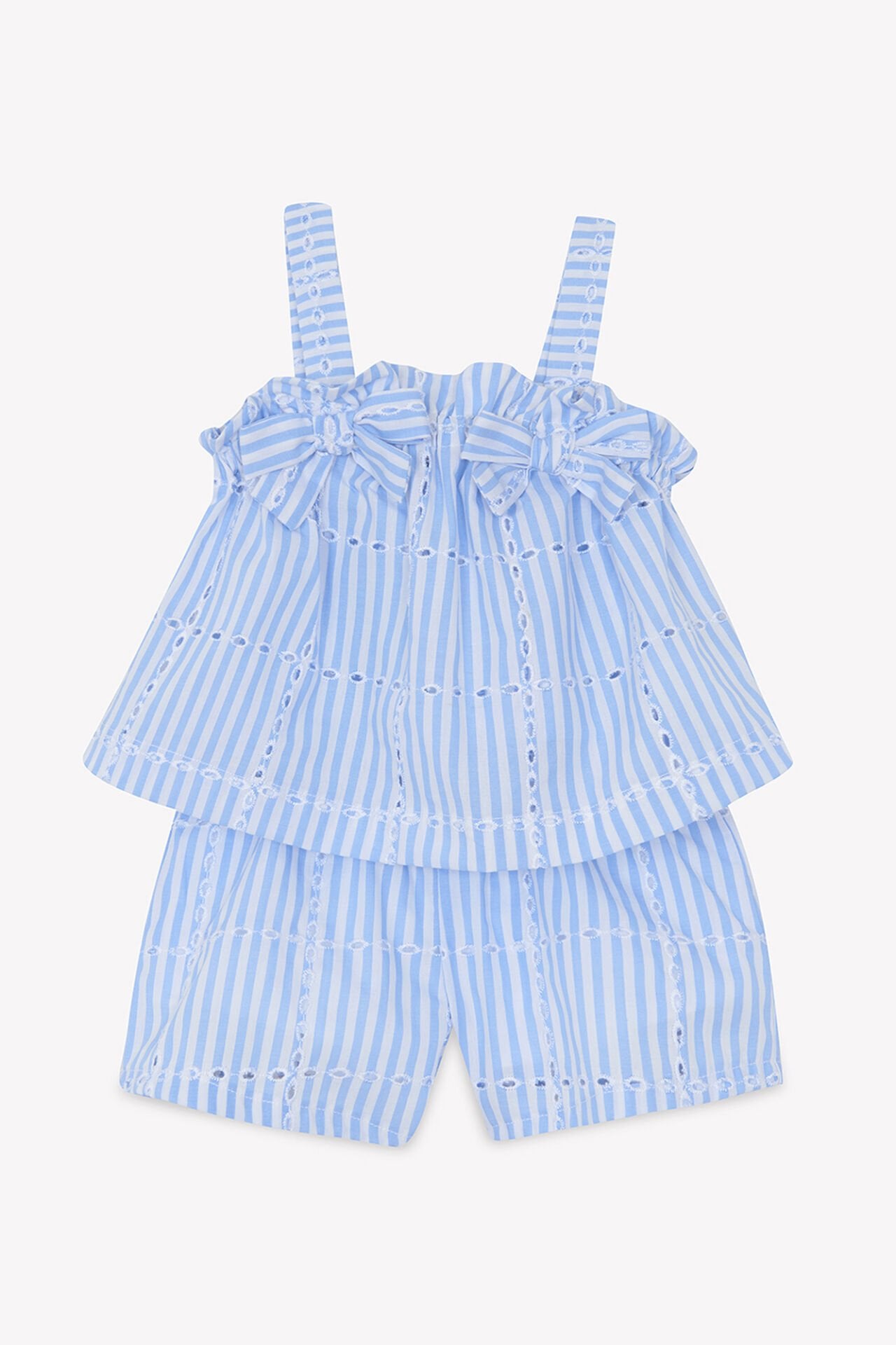 Kız Bebek Askılı Bluz + Şort Set Mavi