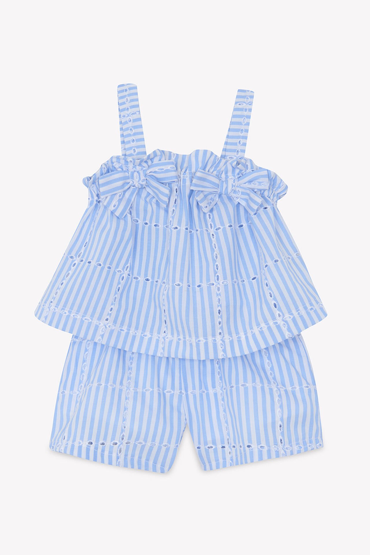 Kız Bebek Askılı Bluz + Şort Set Mavi