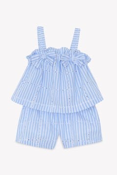 Kız Bebek Askılı Bluz + Şort Set Mavi