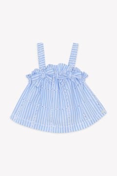 Kız Bebek Askılı Bluz + Şort Set Mavi