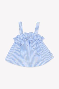 Kız Bebek Askılı Bluz + Şort Set Mavi