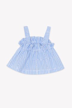 Kız Bebek Askılı Bluz + Şort Set Mavi