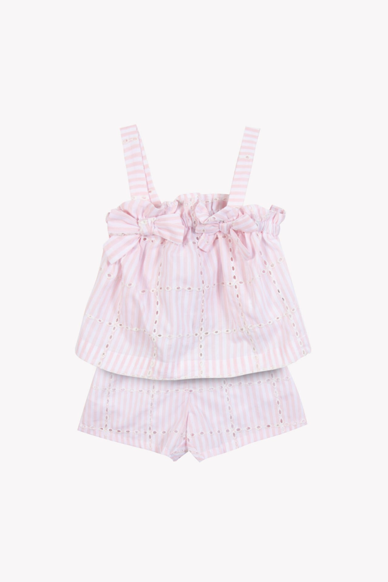 Kız Bebek Askılı Bluz + Şort Set Pembe
