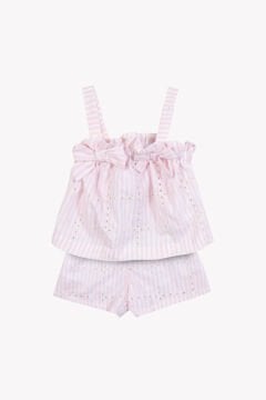 Kız Bebek Askılı Bluz + Şort Set Pembe