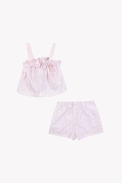 Kız Bebek Askılı Bluz + Şort Set Pembe