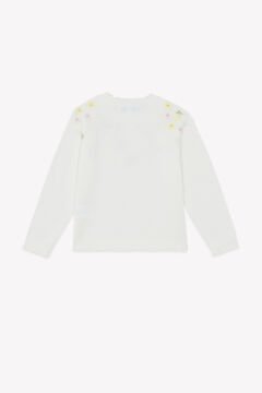 Kız Çocuk Ekru Çiçek Nakışlı Triko Kazak