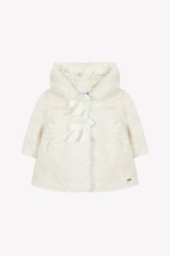 Kız Bebek Kapüşonlu Kürk Manto
