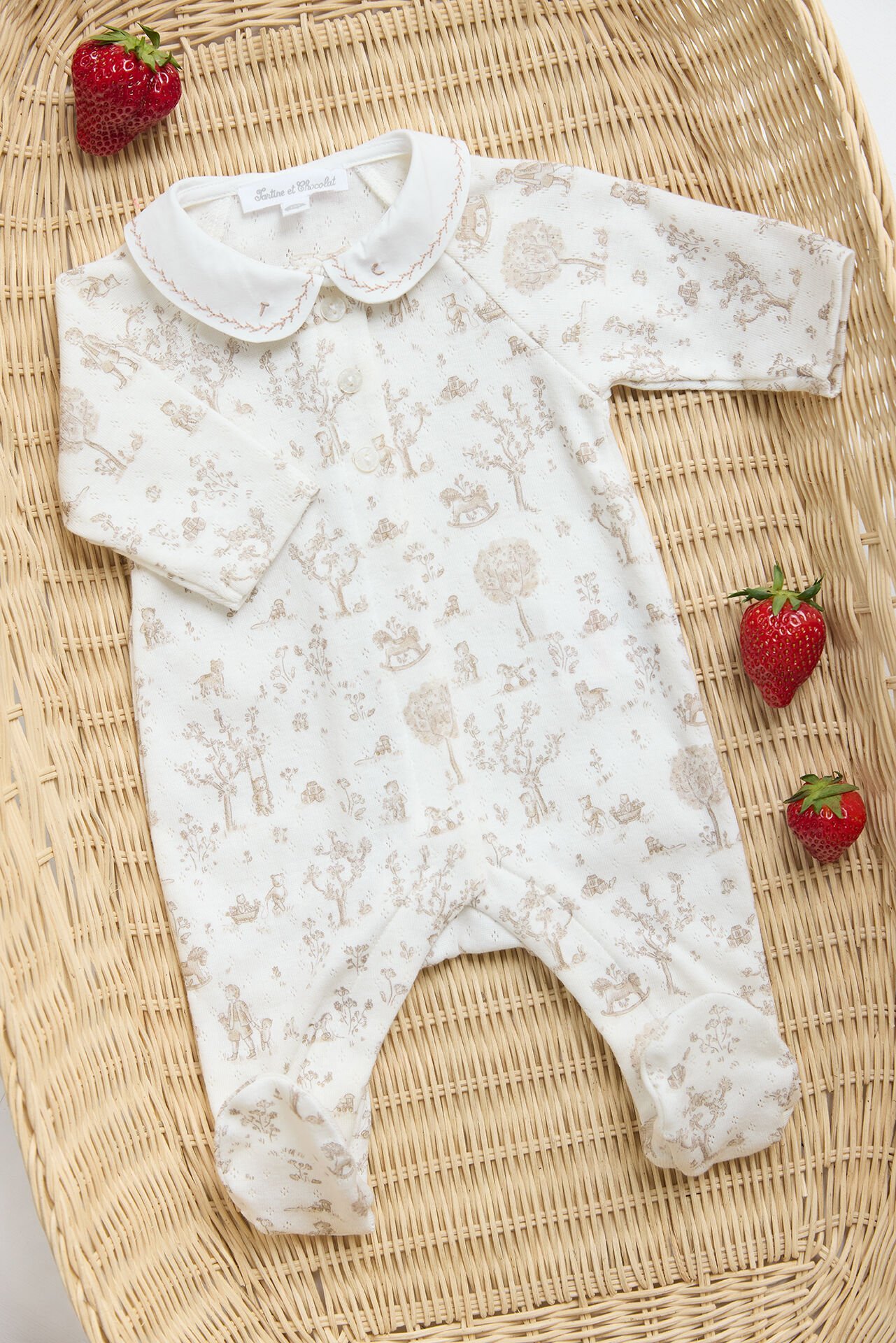 Bebek Ekru Desenli İnce Tulum