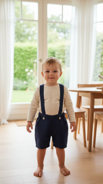 Erkek Bebek Askılı Keten Pantalon