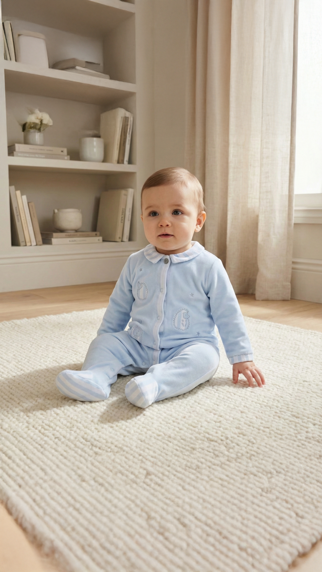 Erkek Bebek Önden Açılan Kadife Tulum