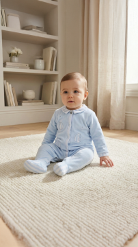 Erkek Bebek Önden Açılan Kadife Tulum