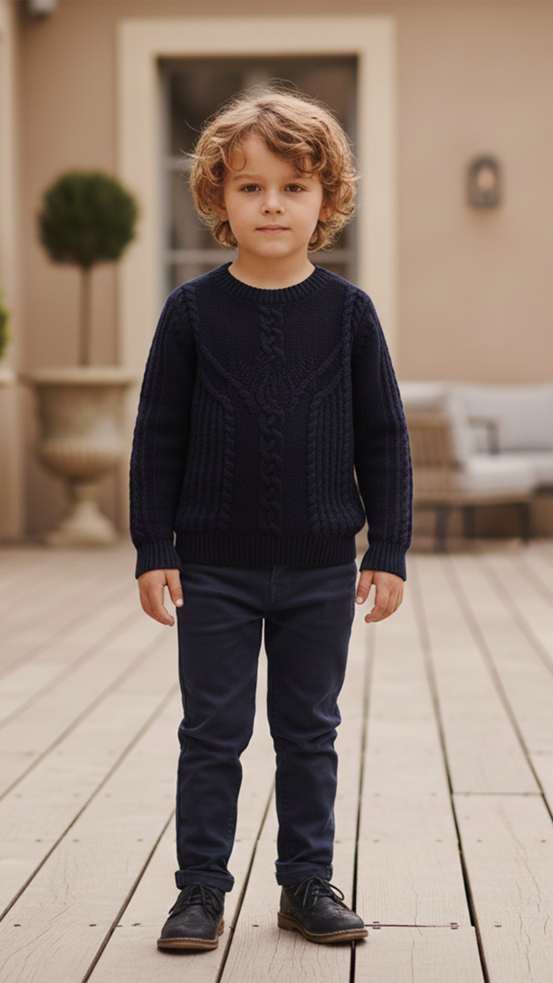 Erkek Çocuk Saç Örgülü Kazak