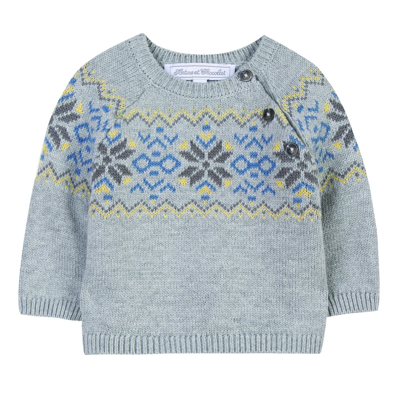 Erkek Çocuk Yuvarlak Yaka Desenli Kazak