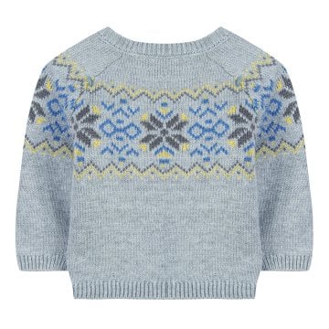 Erkek Çocuk Yuvarlak Yaka Desenli Kazak