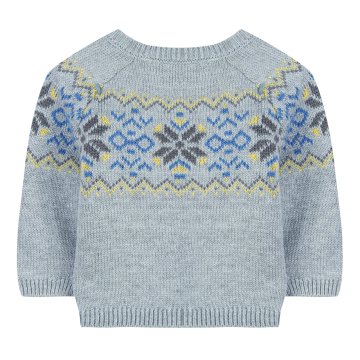 Erkek Çocuk Yuvarlak Yaka Desenli Kazak