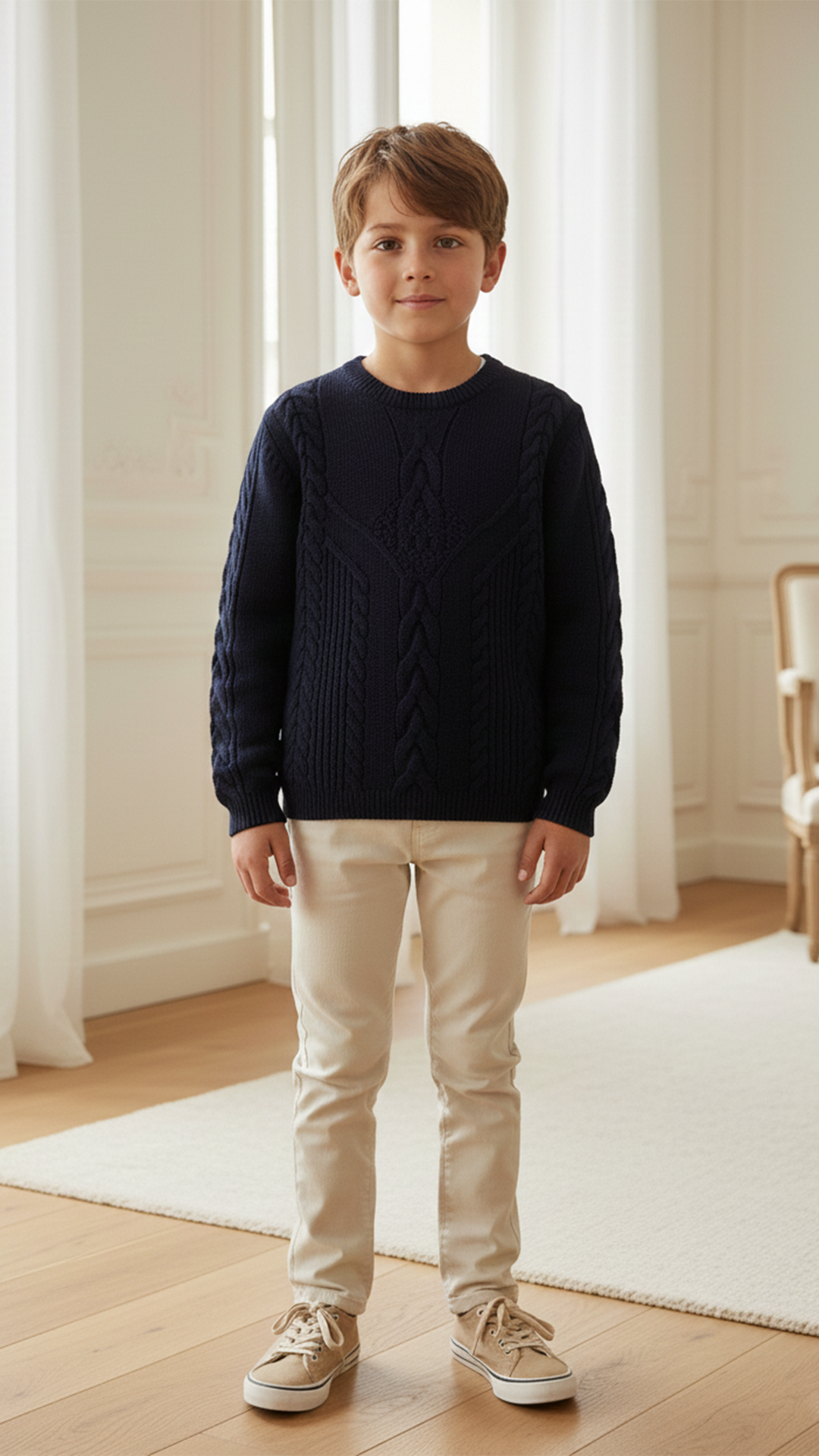 Erkek Çocuk Saç Örgülü Kazak