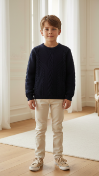 Erkek Çocuk Saç Örgülü Kazak