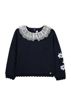 Kız Çocuk Geniş Yakalı Sweatshirt