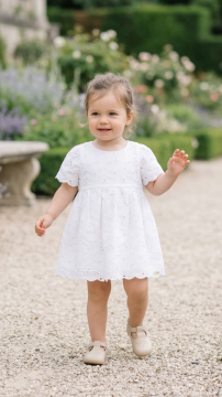 Kız Bebek Beyaz Koton Elbise