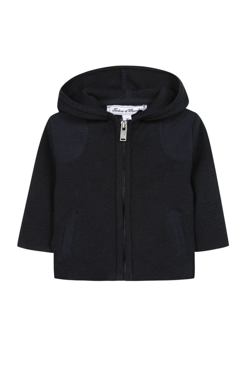 Erkek Bebek Kapüşonlu Fermuarlı Hırka