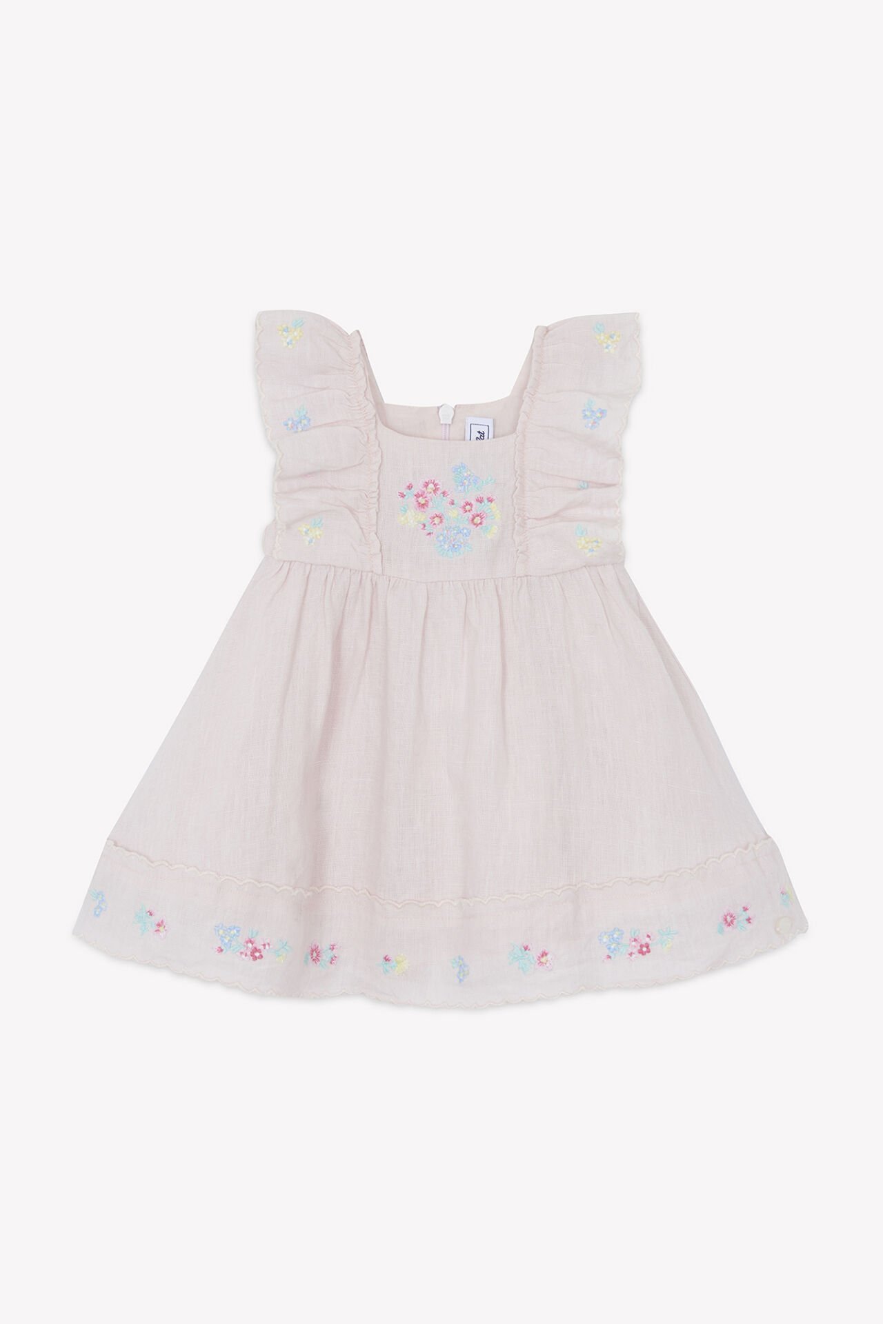 Kız Bebek Pembe Keten Elbise