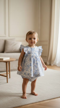 Kız Bebek Mavi Coton Elbise