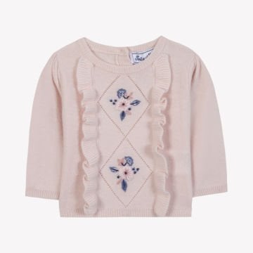 Kız Bebek Çiçek Nakışlı Kazak