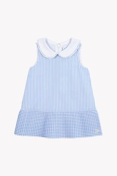 Kız Bebek Mavi Çizgili Elbise