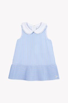 Kız Bebek Mavi Çizgili Elbise