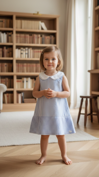 Kız Bebek Mavi Çizgili Elbise