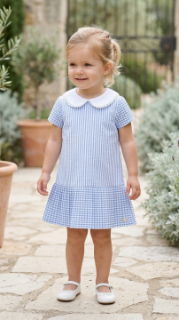 Kız Bebek Mavi Çizgili Elbise