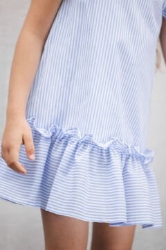 Kız Çocuk Mavi Çizgili Elbise