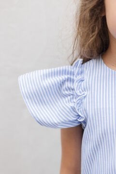 Kız Çocuk Mavi Çizgili Elbise