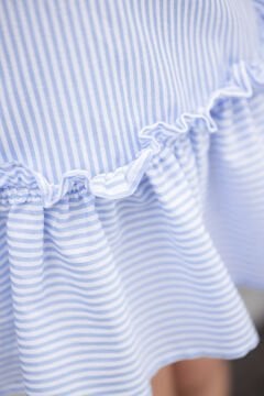 Kız Çocuk Mavi Çizgili Elbise