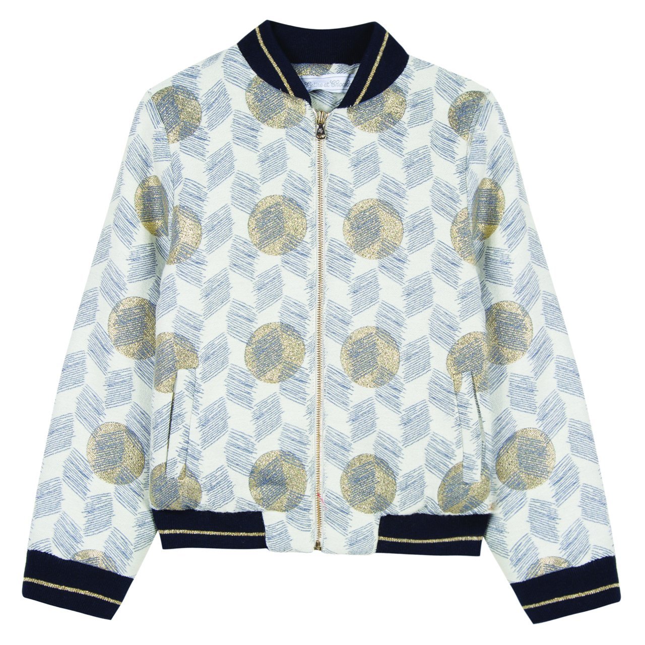 Kız Çocuk Desenli Cepli Bomber Ceket