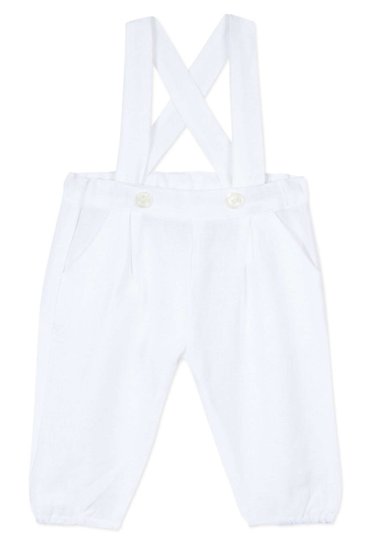 Erkek Bebek Askılı Keten Pantalon