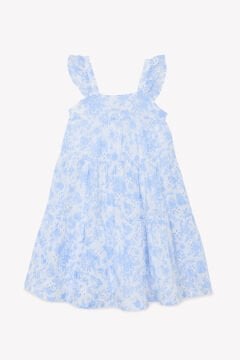 Kız Çocuk Çiçek Desenli Askılı Elbise