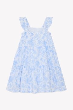 Kız Çocuk Çiçek Desenli Askılı Elbise